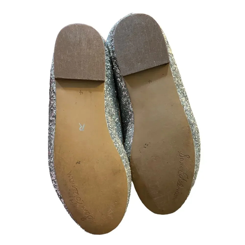 Sam Edelman Girls Silver Glitter Felicia Ballet Flats Size 4